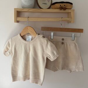 Mebie Baby 18-24M Cream Knit Sweater Set